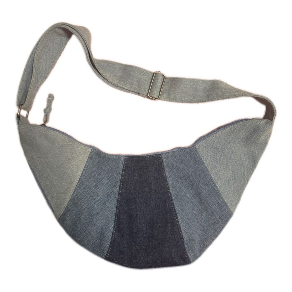 American Eagle Denim Crescent Bag - Y2K Boho Blue Jean Shoulder Bag